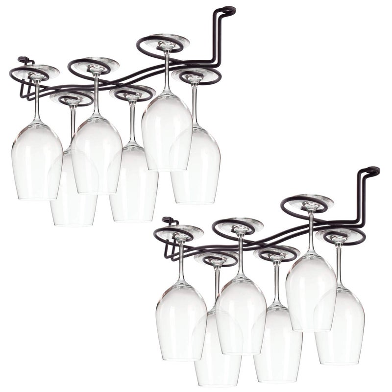 MOCOUM 2 Pack Under Cabinet Stemware Rack, Wine Glass Hanger Rack Wire Holder Storage for Cabinet Kitchen Bar - Image 1